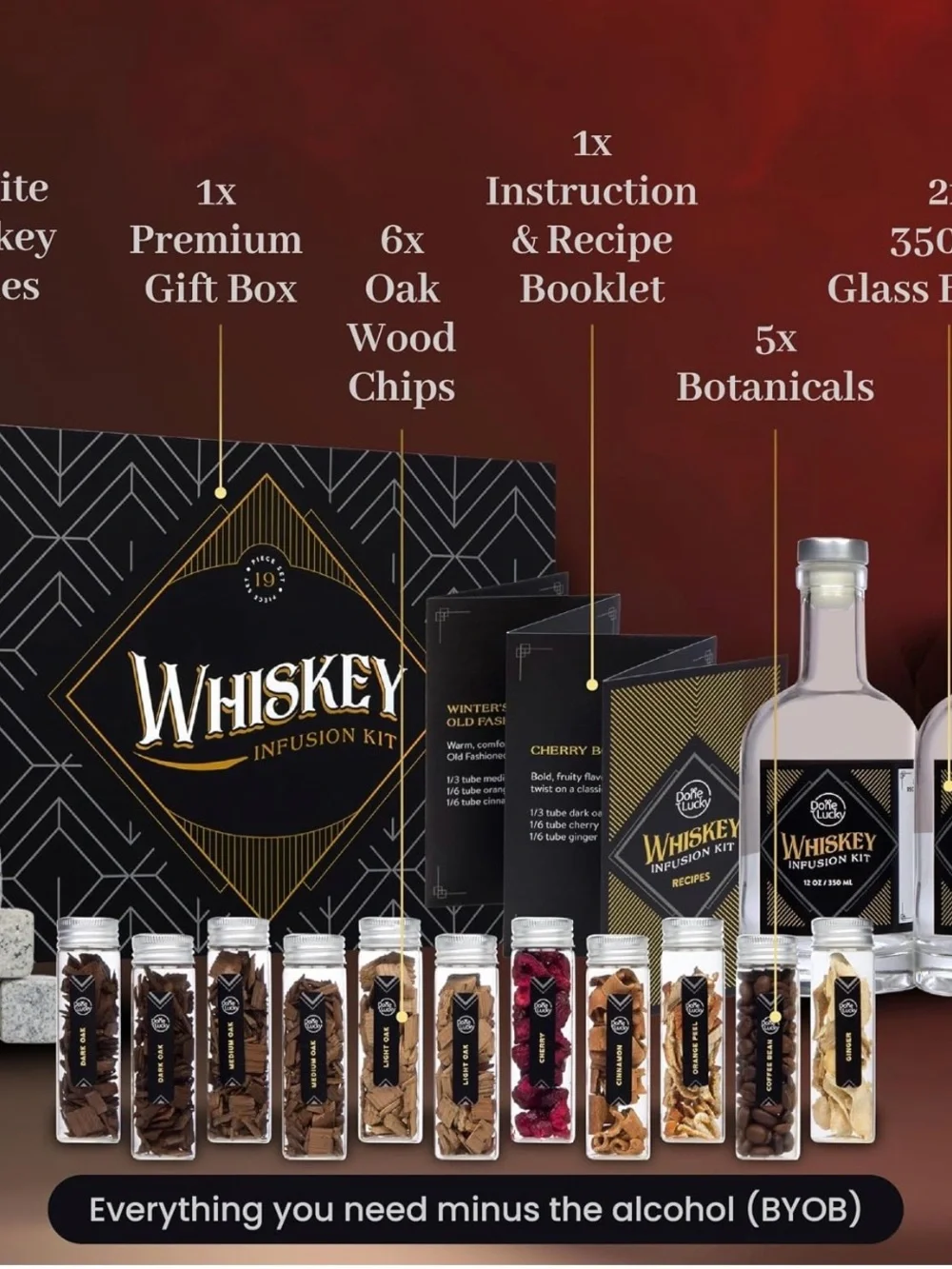 Whiskey Infusion Kit in Black and Gold - Premium Home Wall Decor
